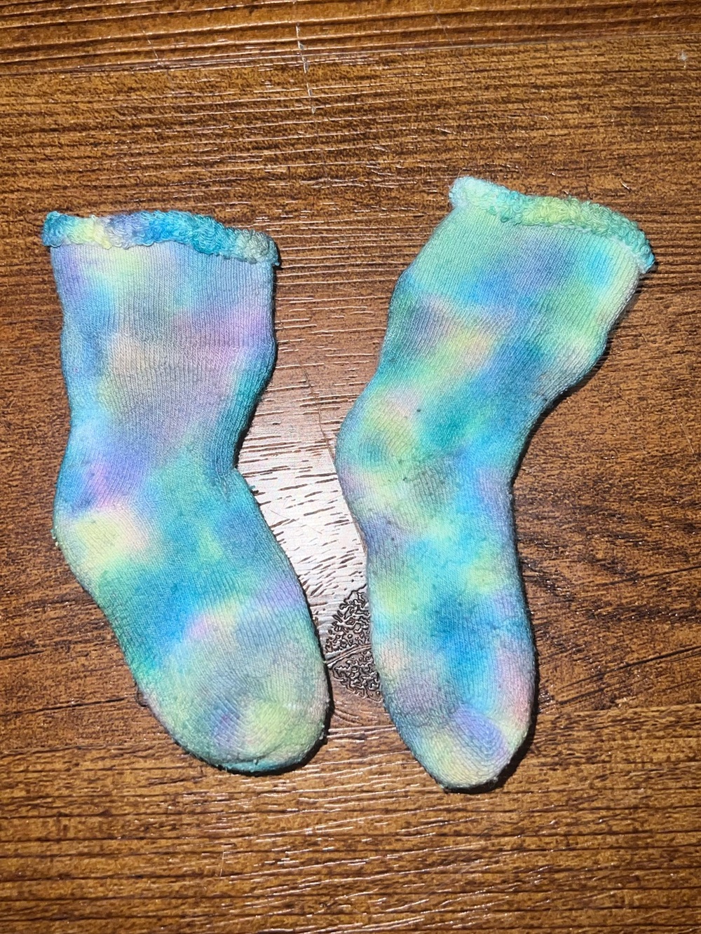 Handmade Tie Dye Baby Socks Blue Colorful Cotton Toddler